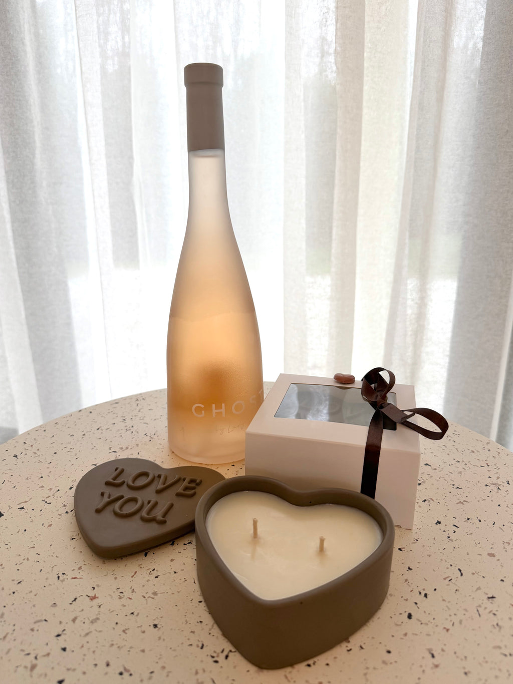 love you candle BROWN