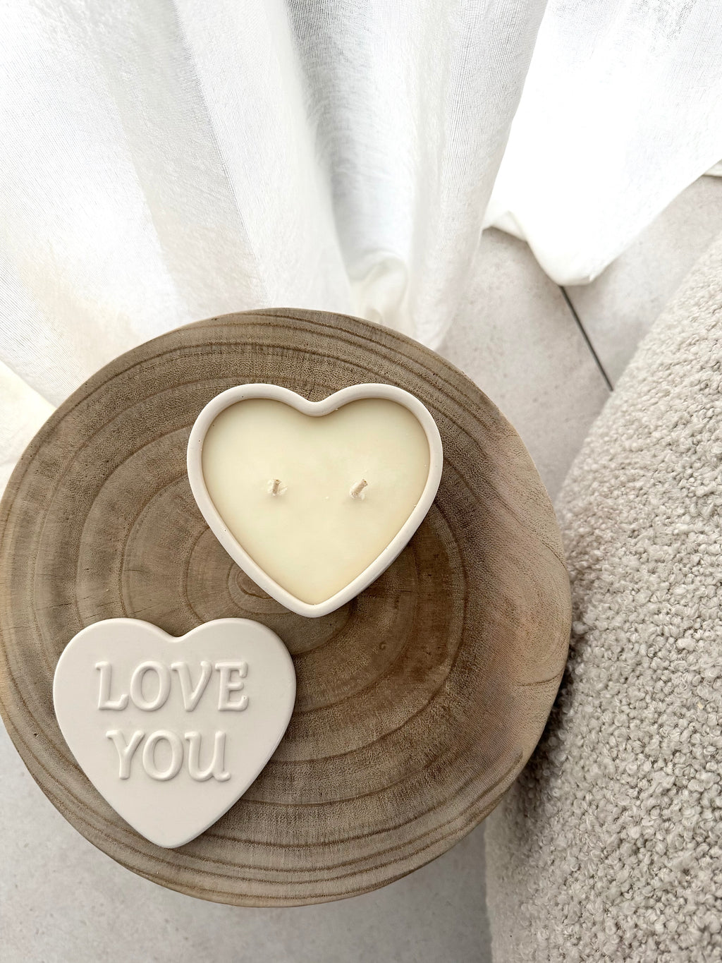 love you candle OFF WHITE
