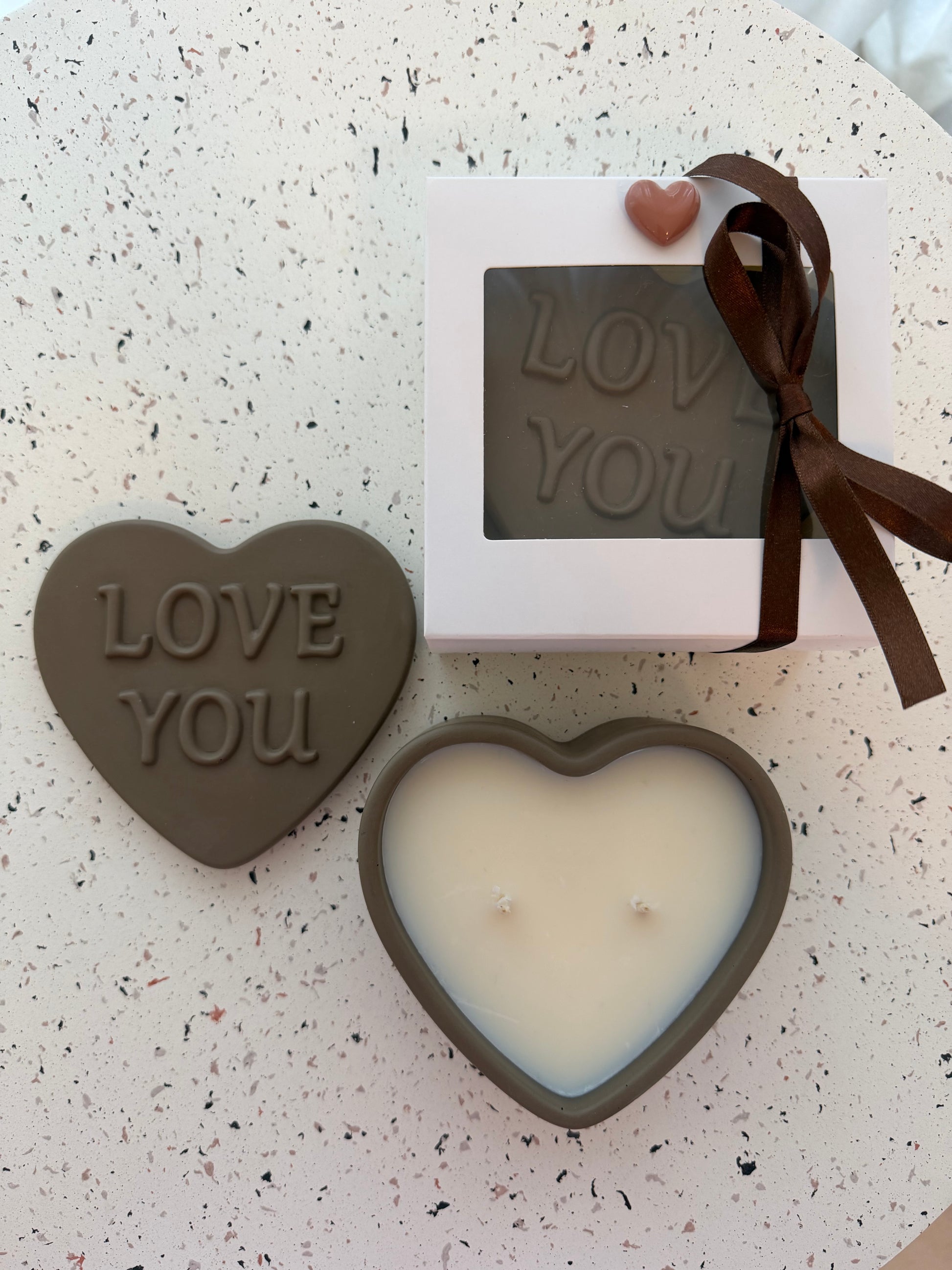 love you candle BROWN